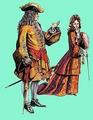 1704 г. Французский генерал и дама в костюме для верховой езды